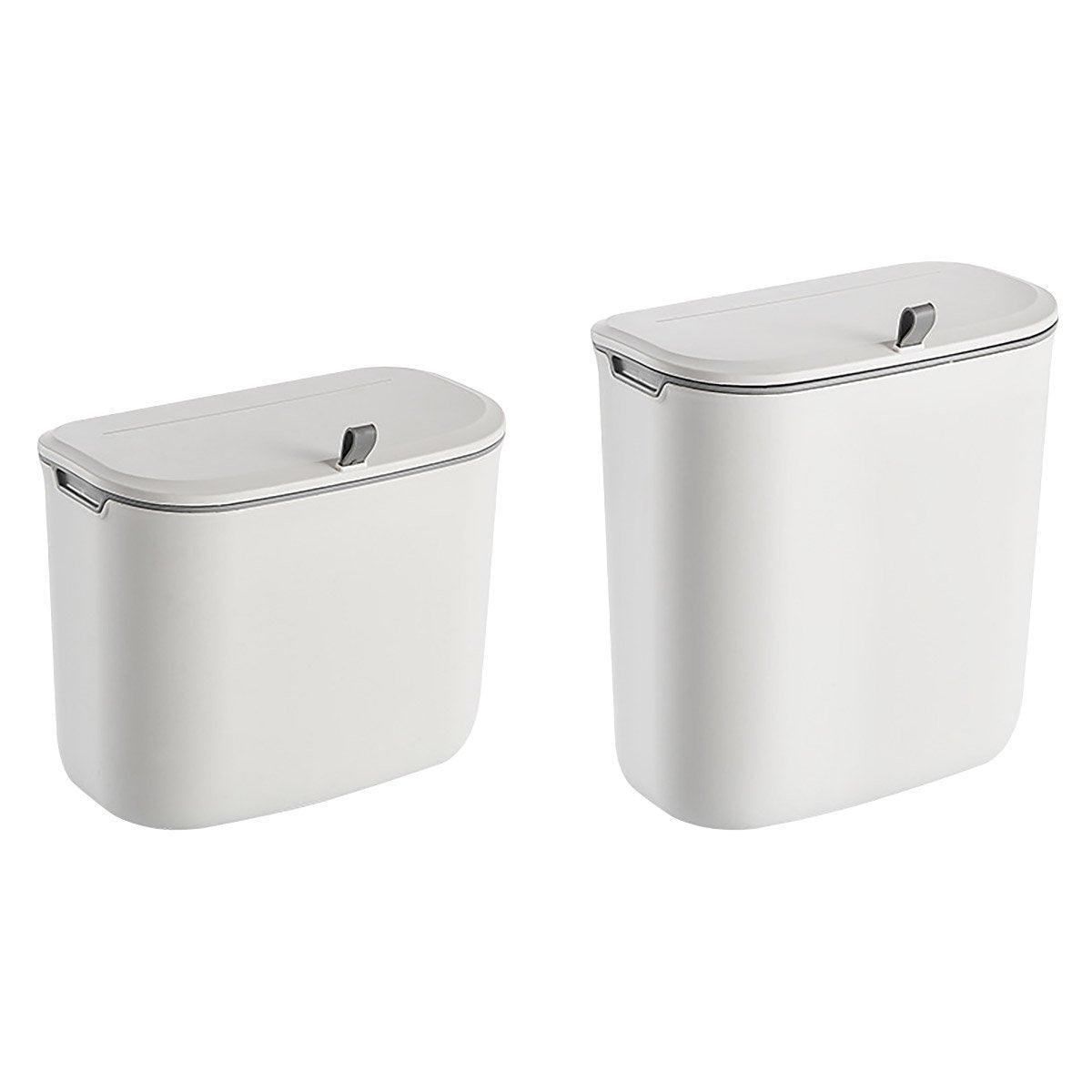 Wall Mounted Hanging Wastebasket with Sliding Lid for Kitchen and Bathroom Use - 7L