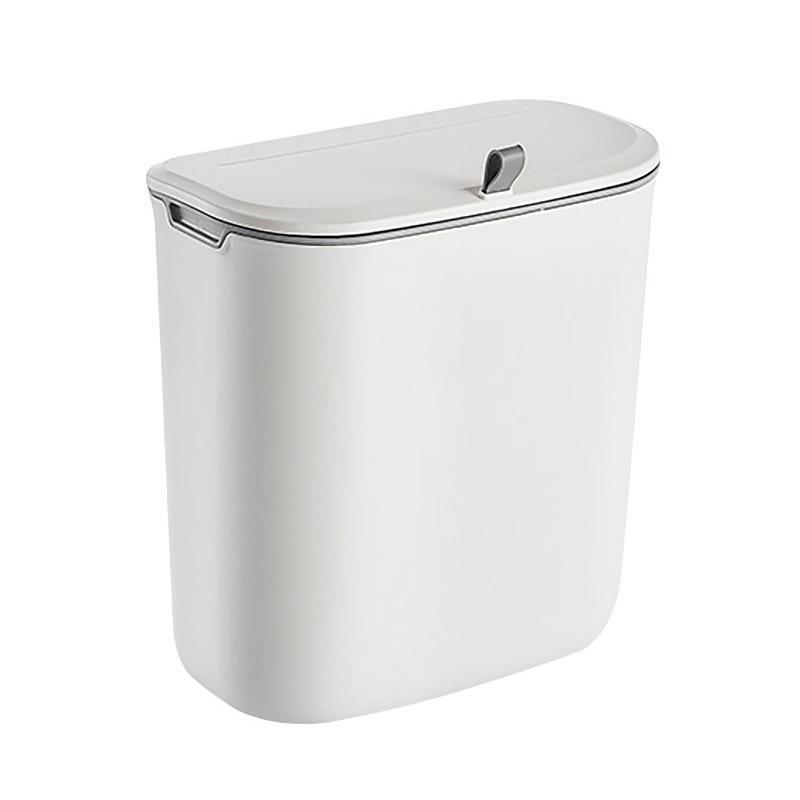 Wall Mounted Hanging Wastebasket with Sliding Lid for Kitchen and Bathroom Use - 7L