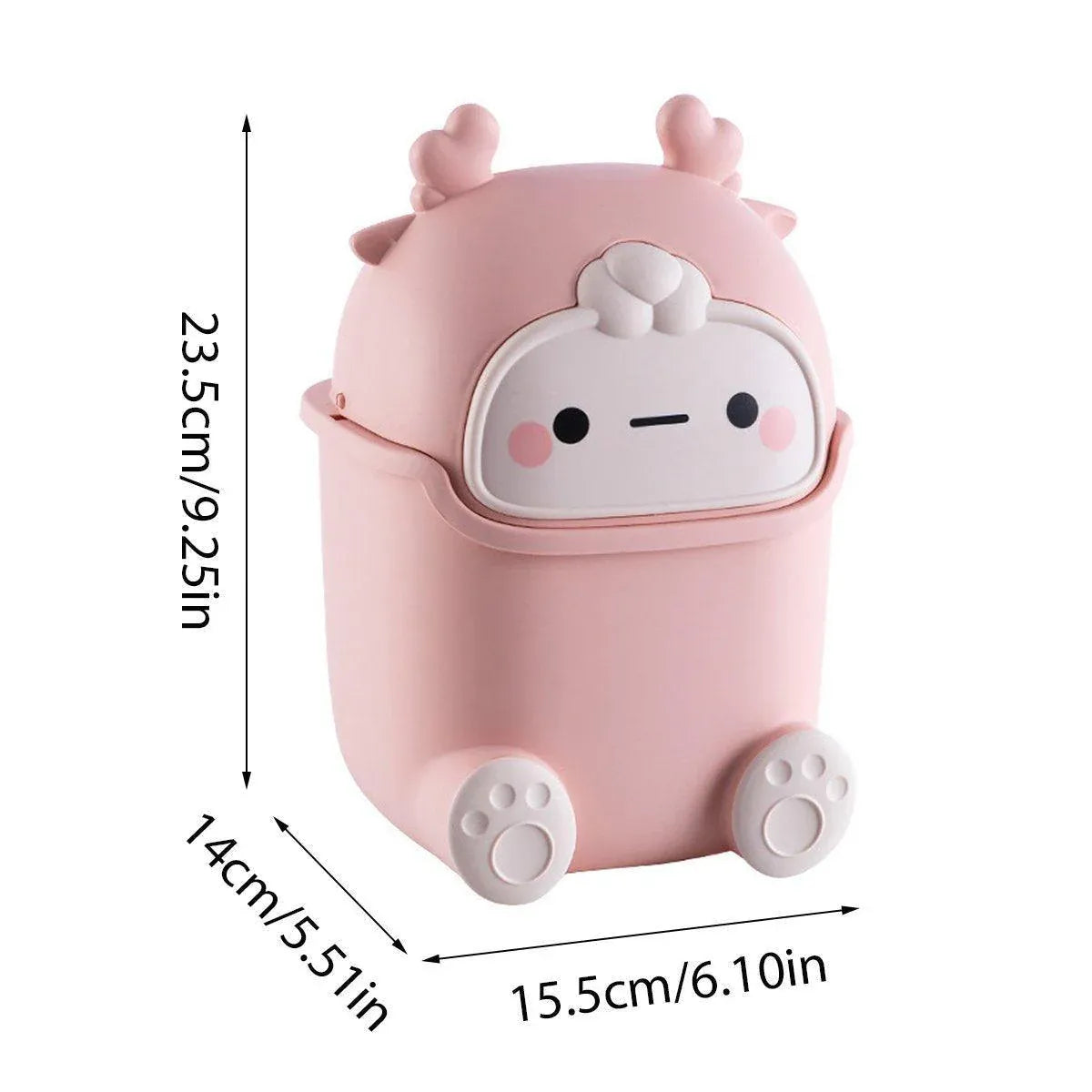 Mini Monster Trash Can Desktop Flip Top Garbage Bin Small Plastic Waste Basket - Light Blue