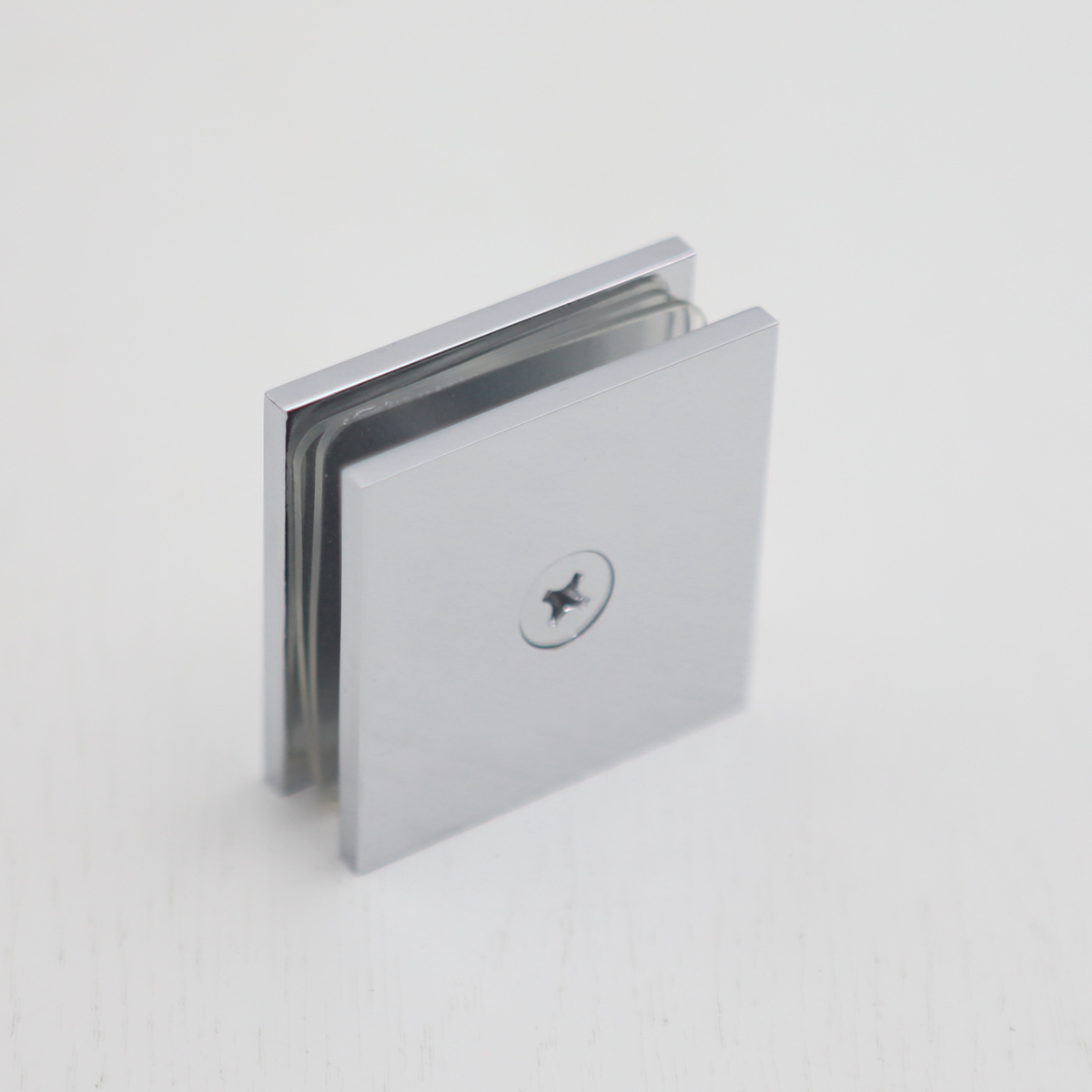 Shower Glass Clip Single Hole Square Bracket Partition Bathroom Accessories - Chrome