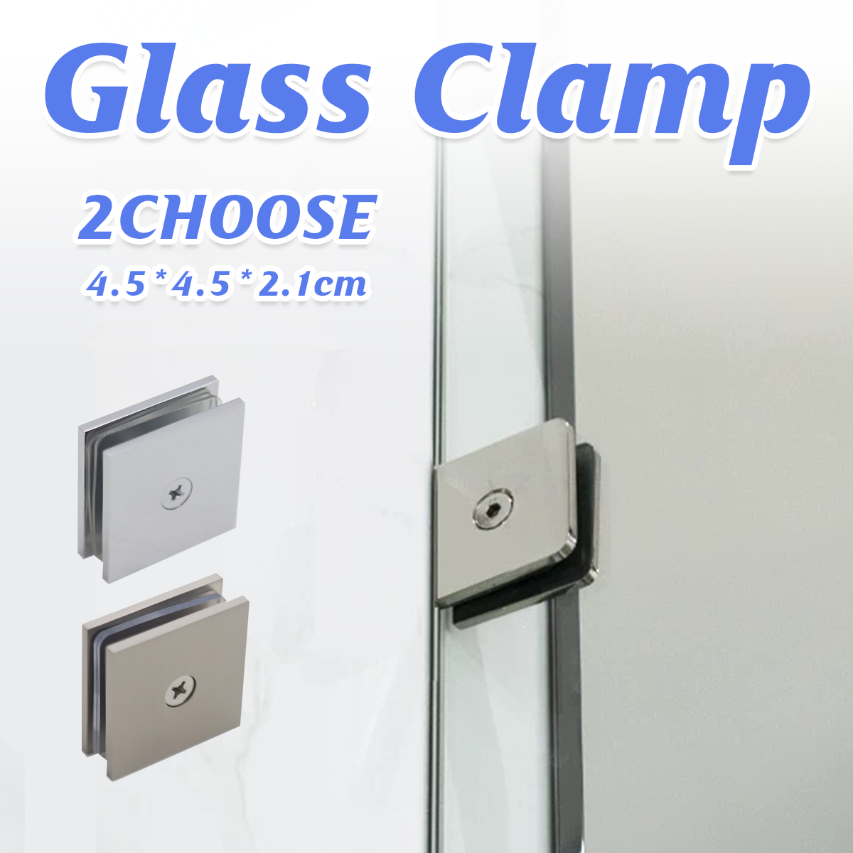 Shower Glass Clip Single Hole Square Bracket Partition Bathroom Accessories - Nickel