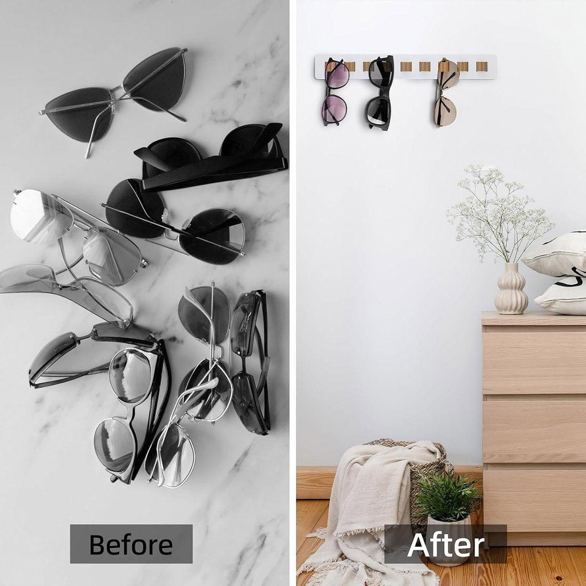Wall Mount Glasses Storage Rack for Sunglasses Organizer Home Display Rack - Black