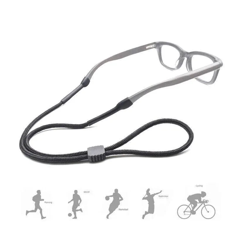 Glasses Lanyard Sports Comfortable Nylon Adjustable Spectacles Neck Strap Cord - Black