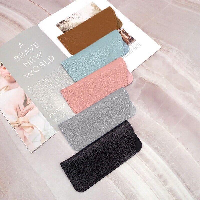 Pu Leather Eyeglass Sunglasses Reading Glasses Case Soft Pouch Bag Pocket - Pink