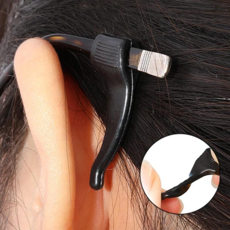 Silicone Glasses Ear Hooks Anti Slip Grip Spectacle Holder Sports Temple Tips - Black