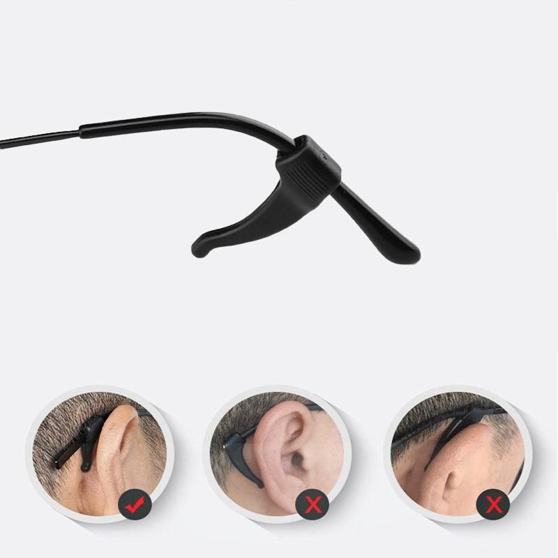 Silicone Glasses Ear Hooks Anti Slip Grip Spectacle Holder Sports Temple Tips - Clear