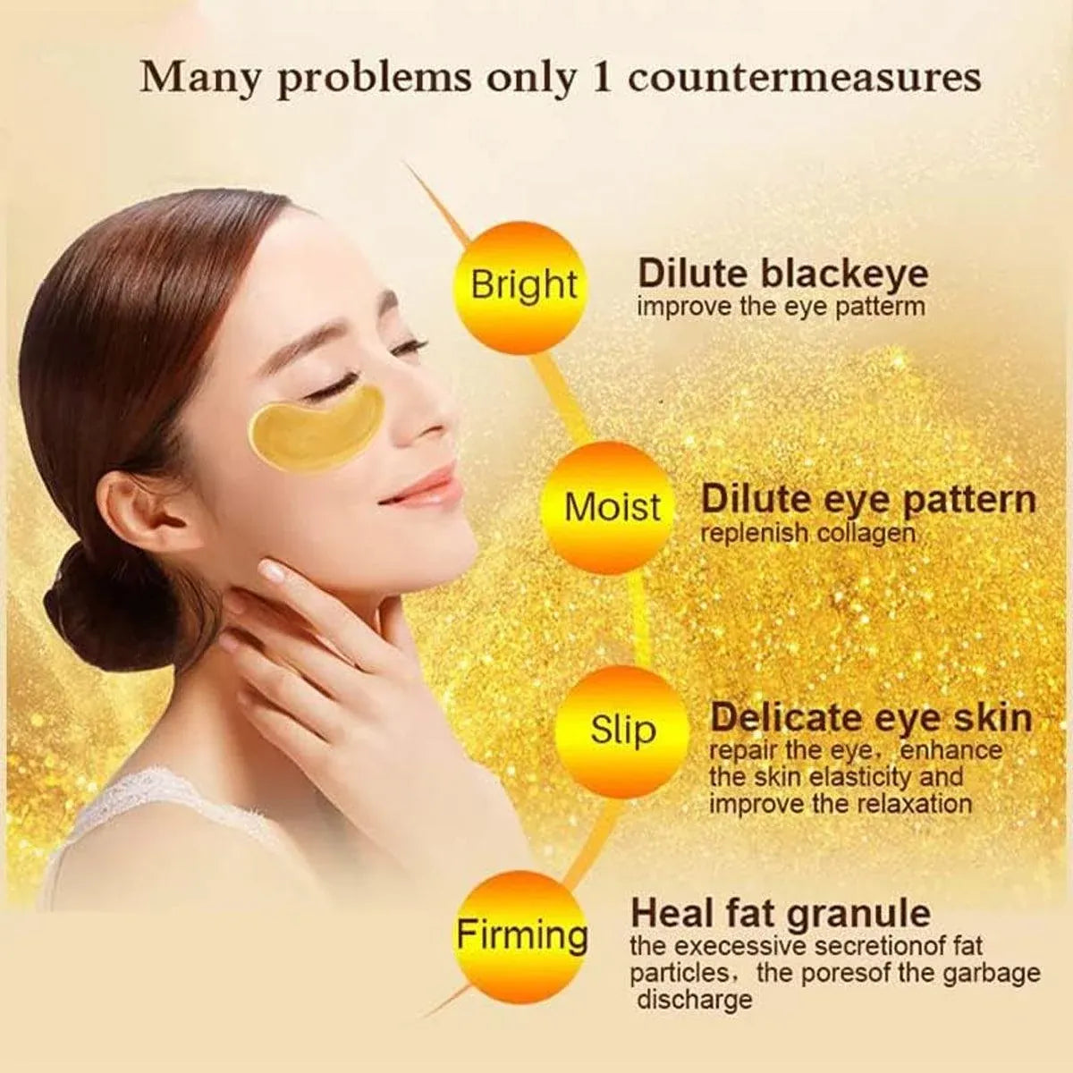 20PCS Gold Gel Anti-Wrinkle Dark Circle Collagen Under Eye Patches Pad Mask VIC