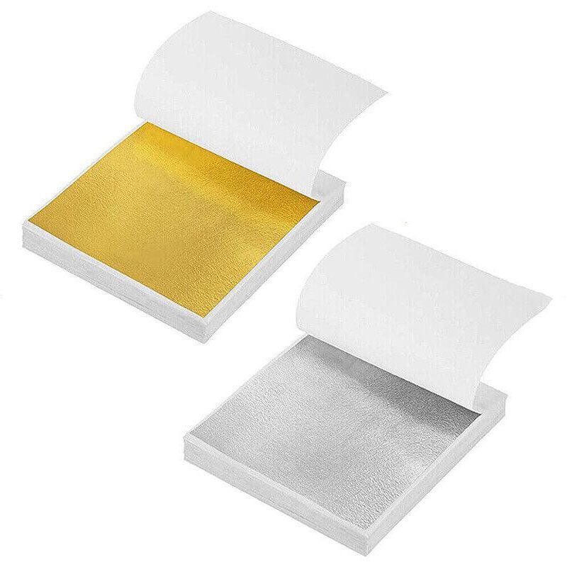 100X Gilding Gold & Silver Leaf Sheets for Nail Art & Craft Decoration - Silver