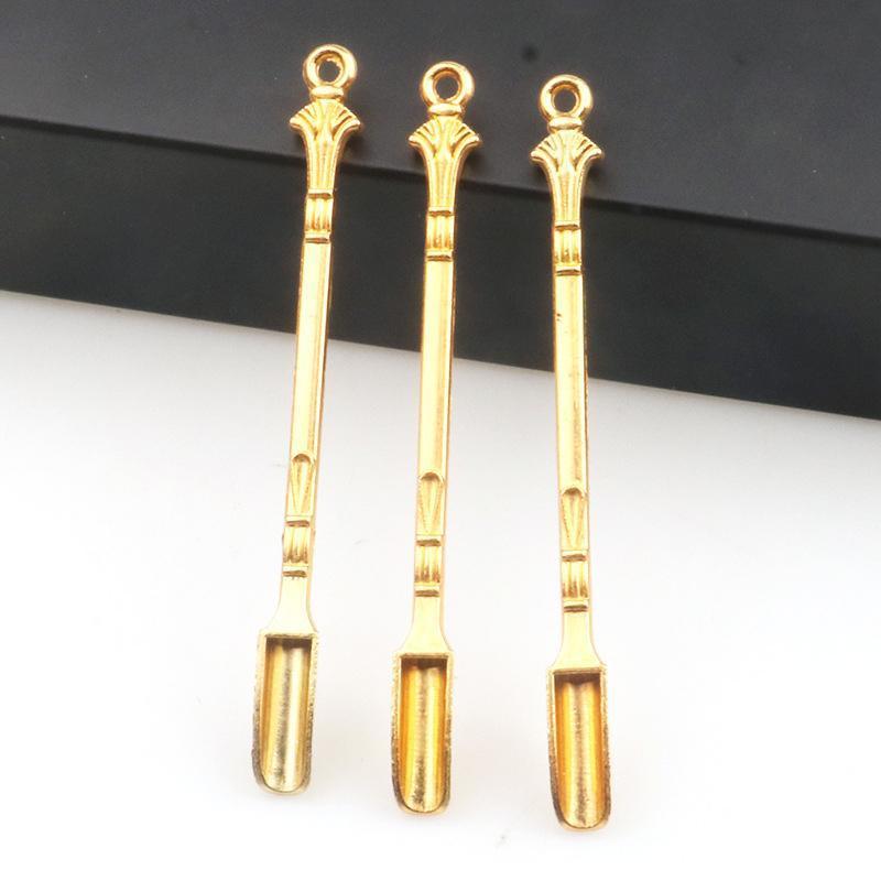 2PCS Gold Mini Scoop Spoon Metal Powder Spatula for Kitchen Craft or Resin Use