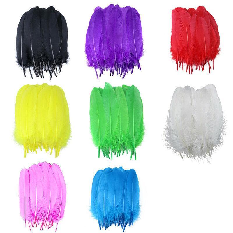 50X Craft Feathers Goose Feather Diy Art Party Decoration Wedding Dream Catcher - Blue