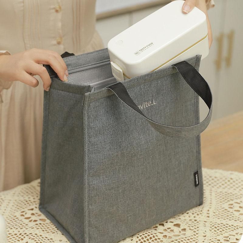 M Size Lunch Bag Thermal Insulated Box Bento Pouch Food Tote Work School Picnic - Grey