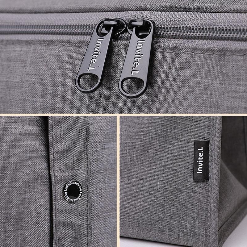 M Size Lunch Bag Thermal Insulated Box Bento Pouch Food Tote Work School Picnic - Grey