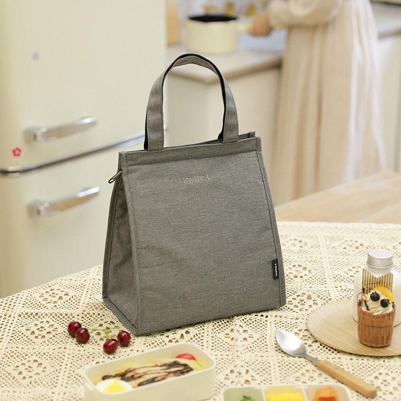 M Size Lunch Bag Thermal Insulated Box Bento Pouch Food Tote Work School Picnic - Grey