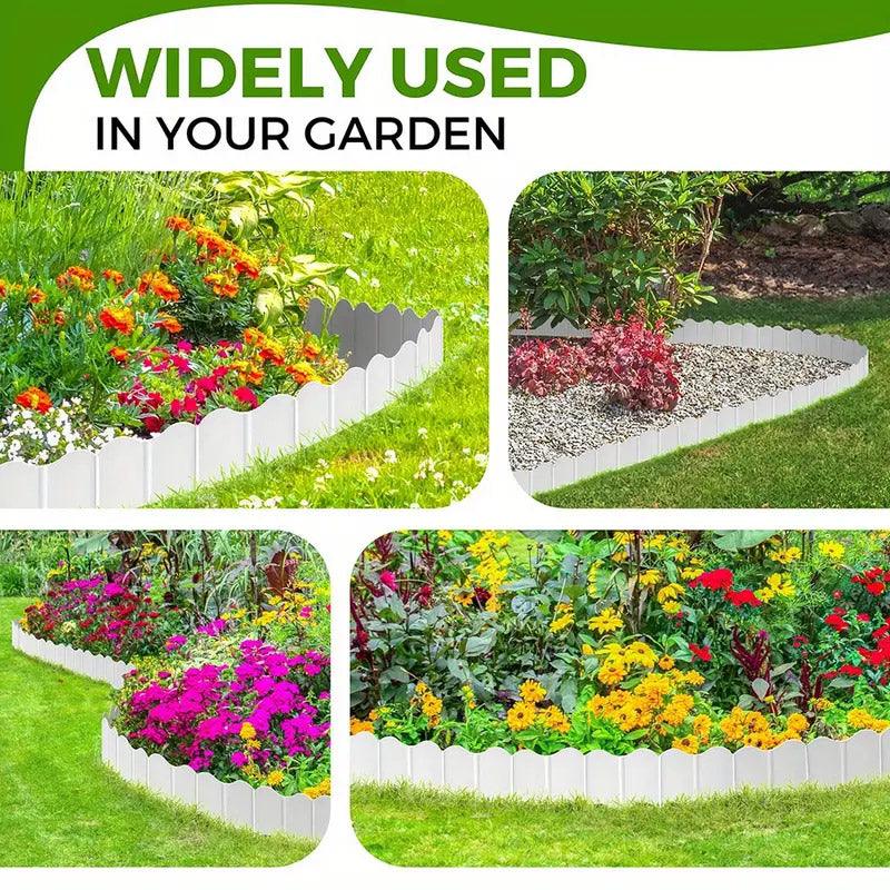 20PCS Garden Edging Fence Decorative Plastic Lawn Border Panels Landscaping - White