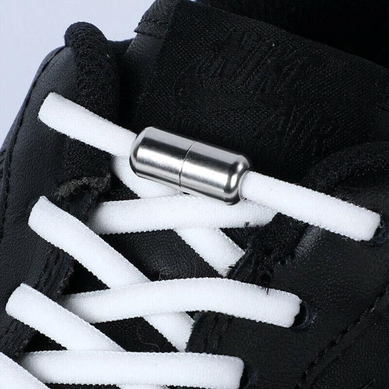 No Tie Locked Elastic Shoelace Shoe Lace Lazy Laces Sneakers Sports - Grey