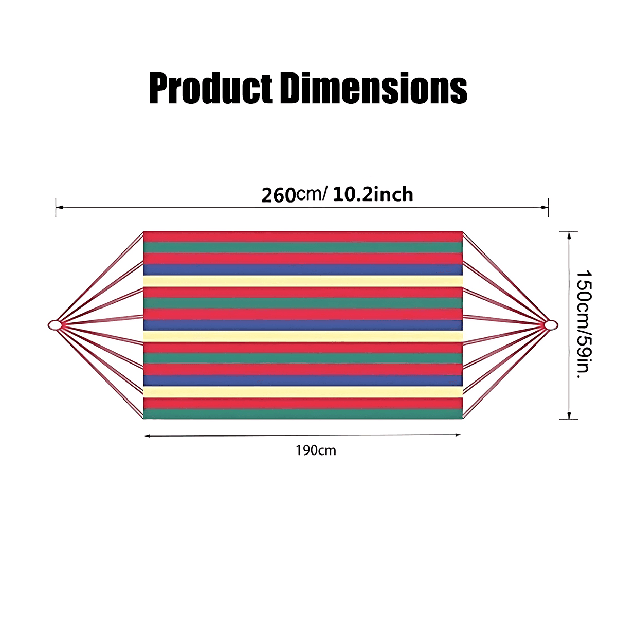 Double Outdoor Hammock 260x150cm with Straps for Camping Hanging Tree Bed - Red