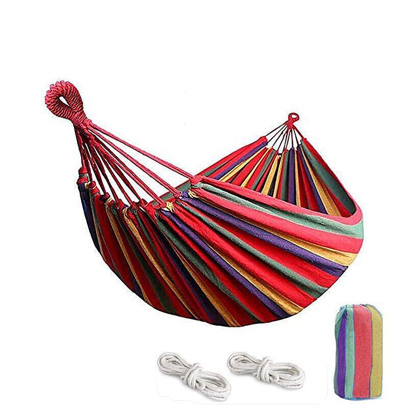 Double Outdoor Hammock 260x150cm with Straps for Camping Hanging Tree Bed - Red