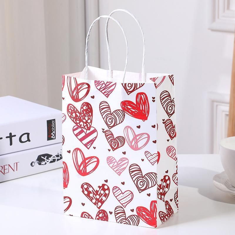 30x Valentines Day Love-Themed Tote Bag Elegant Kraft Paper Handbag Lightweight - Y166