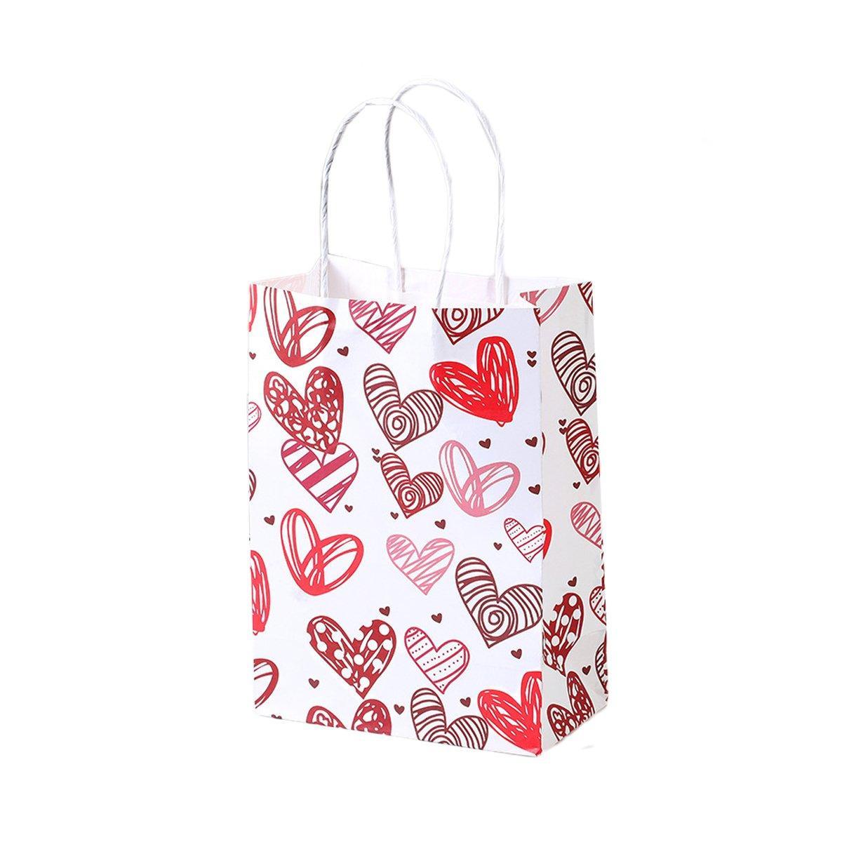 30x Valentines Day Love-Themed Tote Bag Elegant Kraft Paper Handbag Lightweight - Y166
