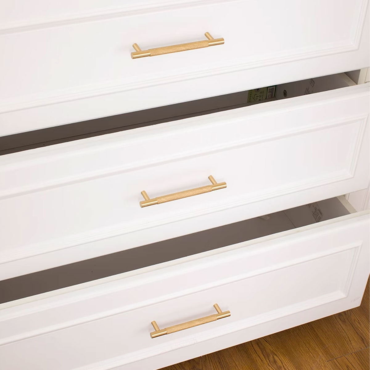 Light Luxury Cabinet Handle Full Copper Gold Straight Knurled Drawer Door Pull - Single Hole