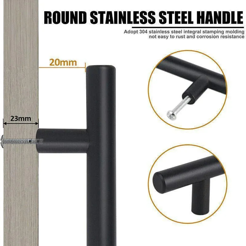 5pcs Silver Kitchen Cabinet Door Handles Stainless Steel Door Drawer Pull T Bar - 250mm/160mm