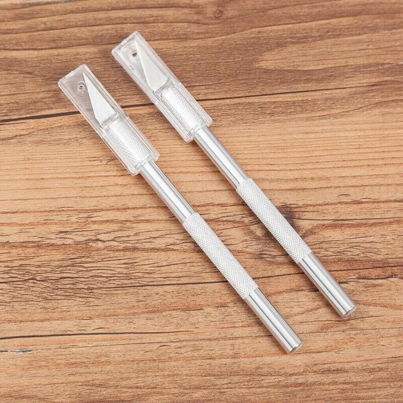 Craft Knife with 5 Blades Metal Handle Cutter Engraving Hobby Scalpel Tool - Blue