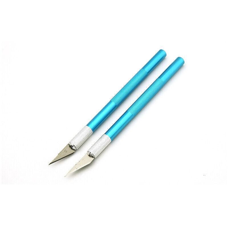 Craft Knife with 5 Blades Metal Handle Cutter Engraving Hobby Scalpel Tool - Silver