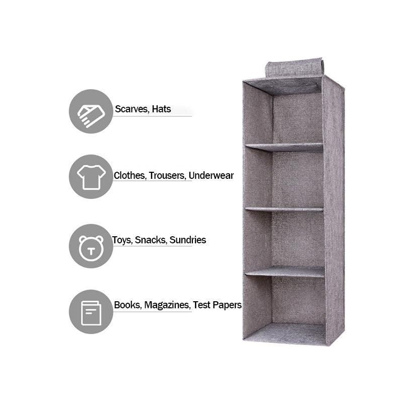 3/4/5 Tier Hanging Closet Organizer Fabric Storage Shelves for Wardrobe and Shoes - 4 Tier