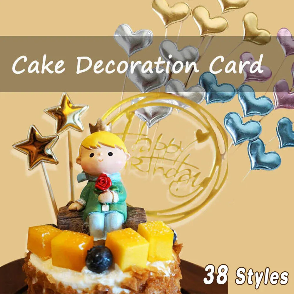 Happy Birthday Acrylic Cake Topper Cake Decoration Golden Silver Party - Black-Bicircle Birthday