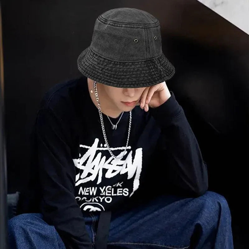 Unisex Men Women Washed Cotton Outdoor Camping Sports Bucket Hats Fisherman Hat