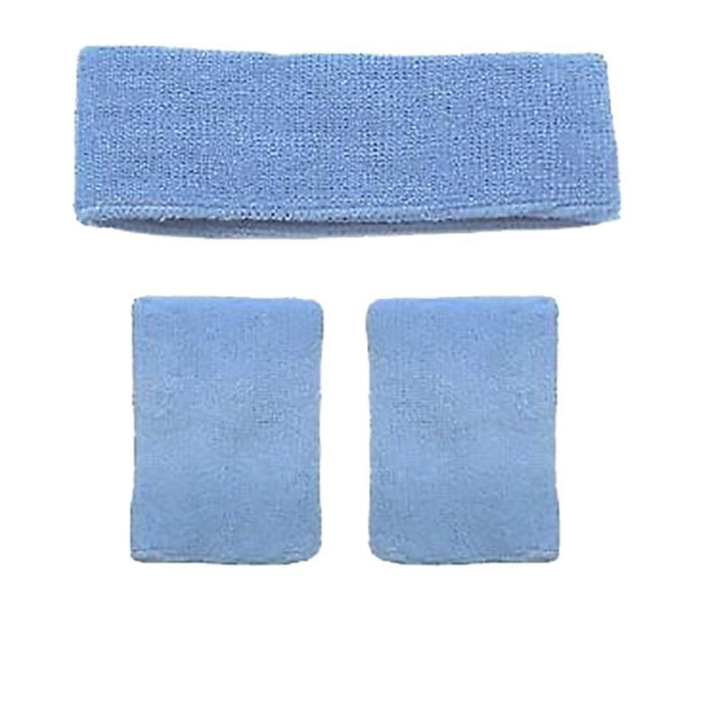 Wristbands Headband Sweatbands Sweat Band For Sport Tennis Badminton Yoga Cotton - Lake Blue