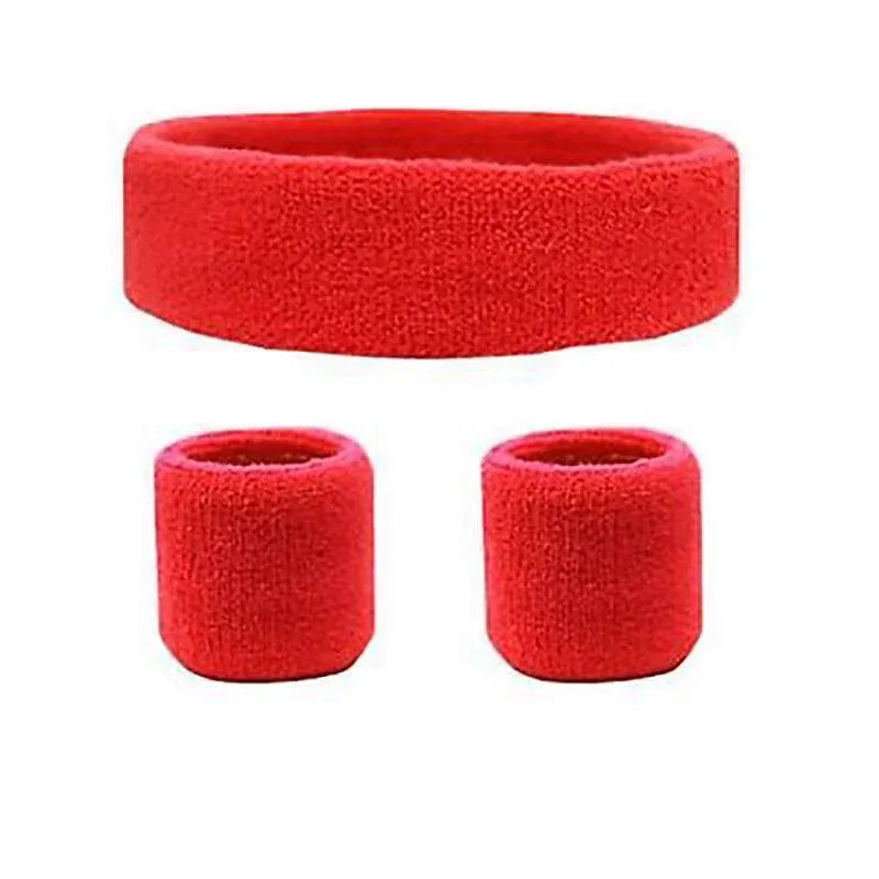 Wristbands Headband Sweatbands Sweat Band For Sport Tennis Badminton Yoga Cotton - Red