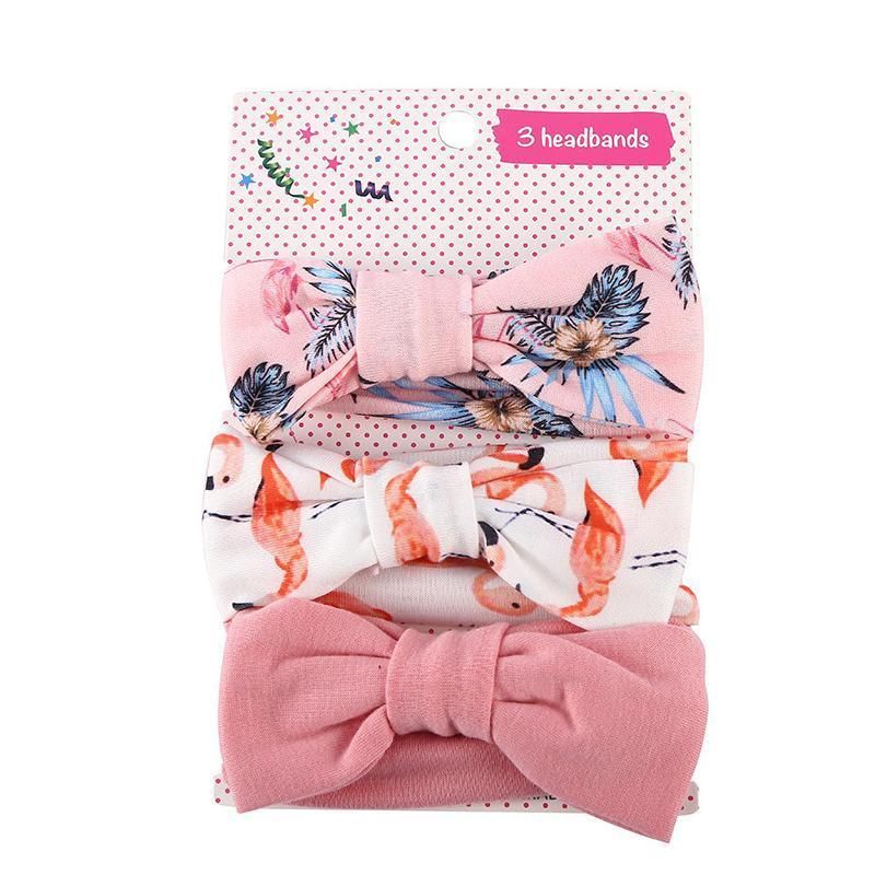 3PCS Soft Headband Wrap Set with Top Knot Single Bow Turban Style Hairbands - #3