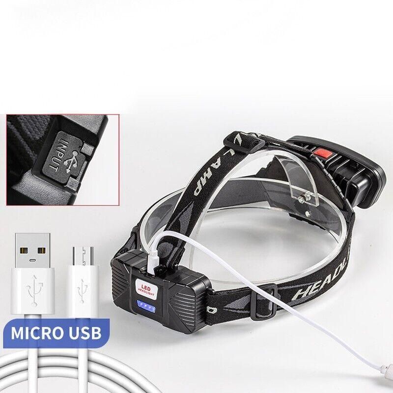 100000Lm USB Rechargeable COB+LED Headlamp Torch for Work