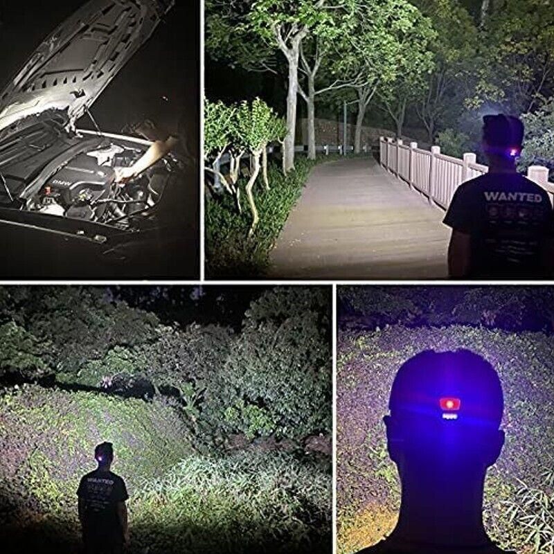 100000Lm USB Rechargeable COB+LED Headlamp Torch for Work
