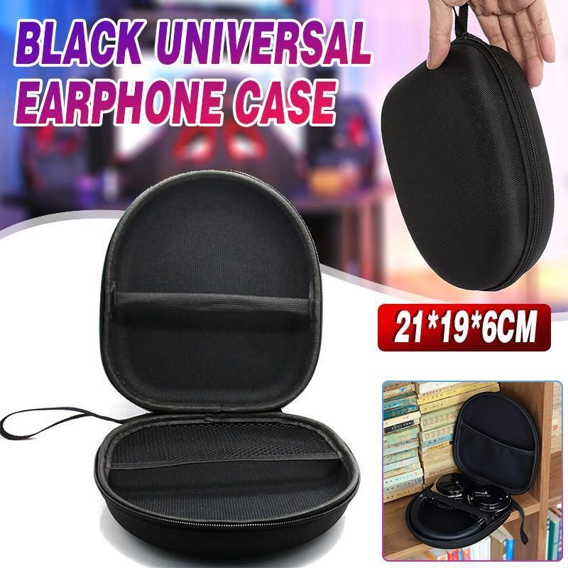 Earphone Case Headset Hard Carrying Box Headphone Storage Bag Black Universal