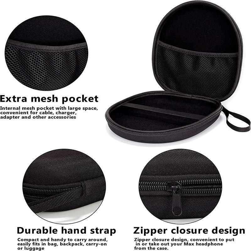 Earphone Case Headset Hard Carrying Box Headphone Storage Bag Black Universal
