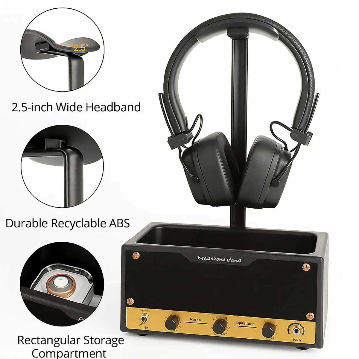 Vintage Speaker Shaped Headphone Stand Holder with Storage Box