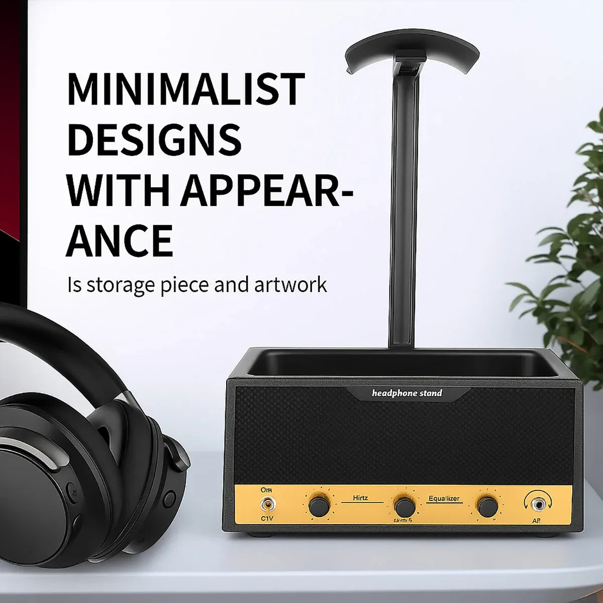 Vintage Speaker Shaped Headphone Stand Holder with Storage Box
