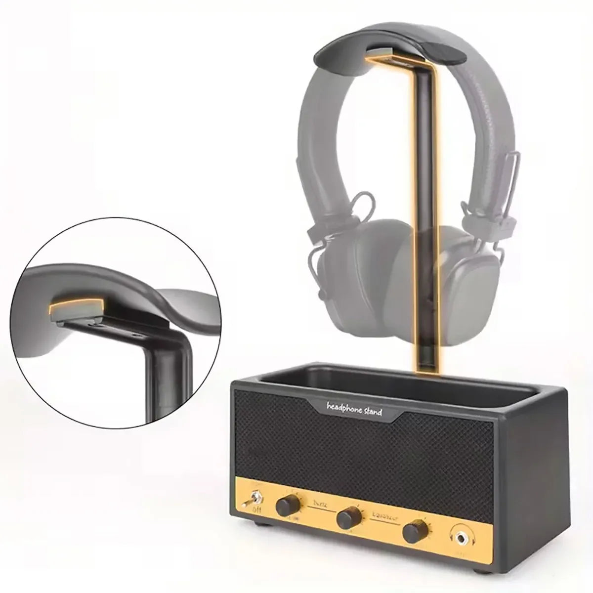 Vintage Speaker Shaped Headphone Stand Holder with Storage Box