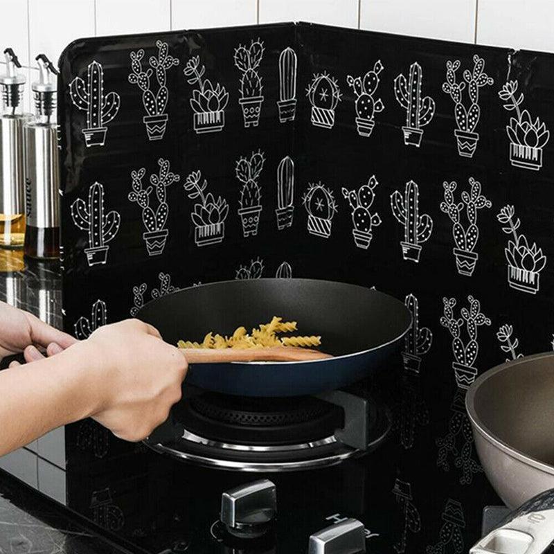 Kitchen Oil Splash Guard Wall Foil Protector Stove Cover Removable Baffle Screen - Leaf