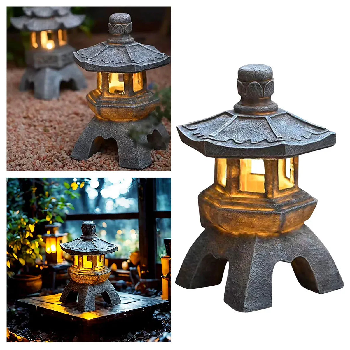 Zen Inspired Solar Pagoda Powered Outdoor Courtyard Decorative Lights Waterproof