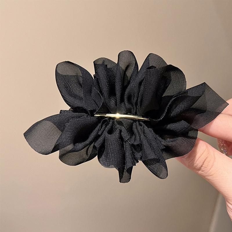 Chiffon Headdress Flower Hairpin Woman Sweet party hair Claw styling Hair Clips - Black