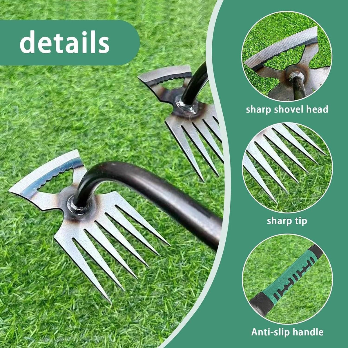 Garden Weeding Digging Tool Farm Household Hoe Durable Handheld Weeder Artifact - 5 teeth