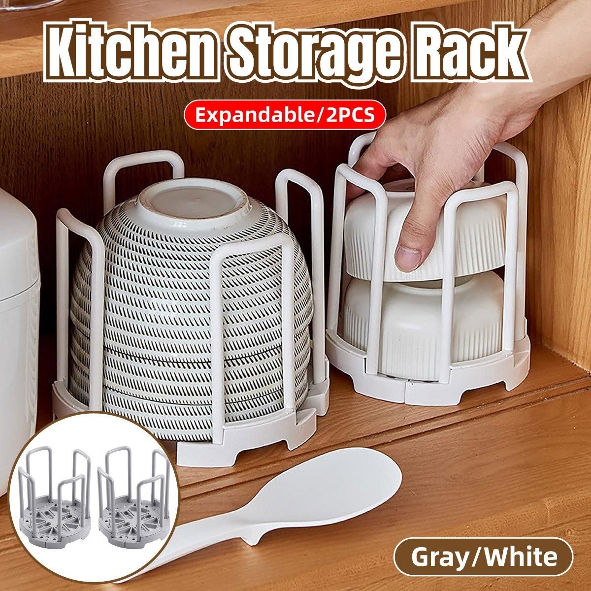 2pcs Kitchen Dish Drying Rack with Drainage Storage Cup Holder Organizer Stand - White