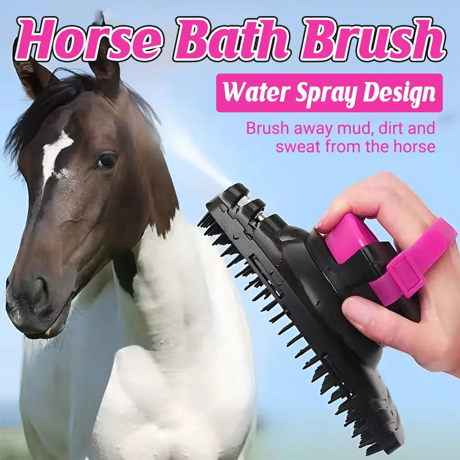 Horse Bath Brush Grooming Massage Comb Soft Bristle Cleaning Tool For Equine Use