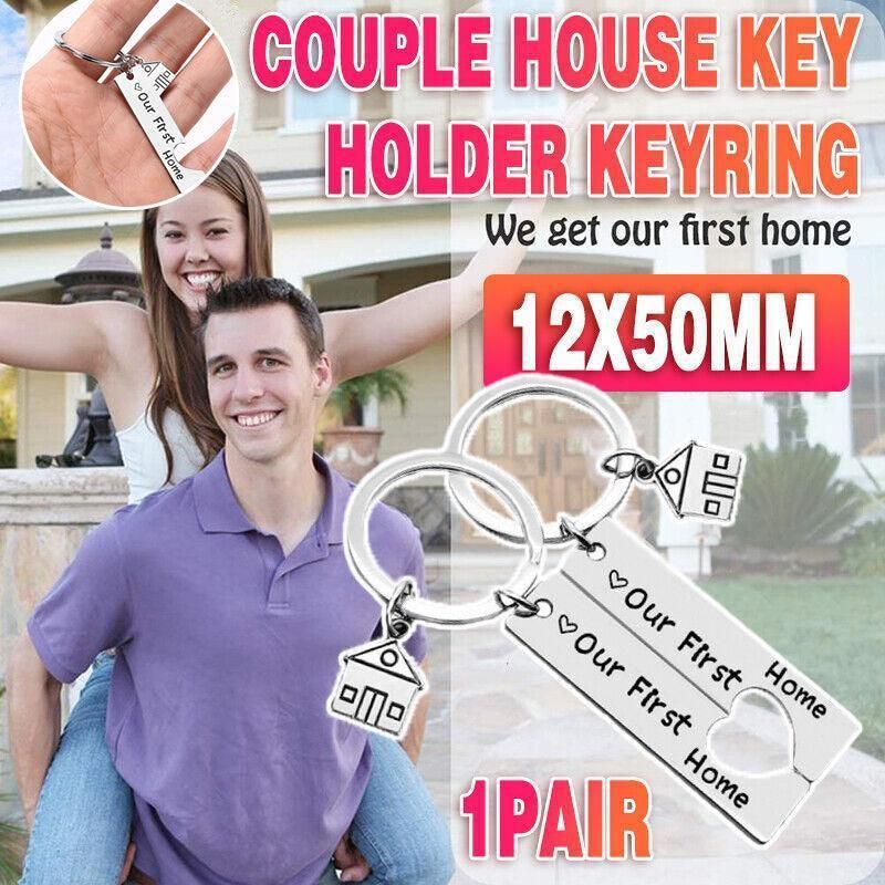 Our First Home Buyer Matching Set Couple House Key Holder Keyring Keychain Gift