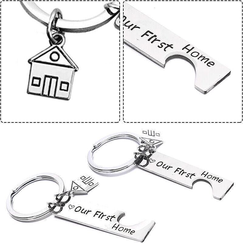 Our First Home Buyer Matching Set Couple House Key Holder Keyring Keychain Gift
