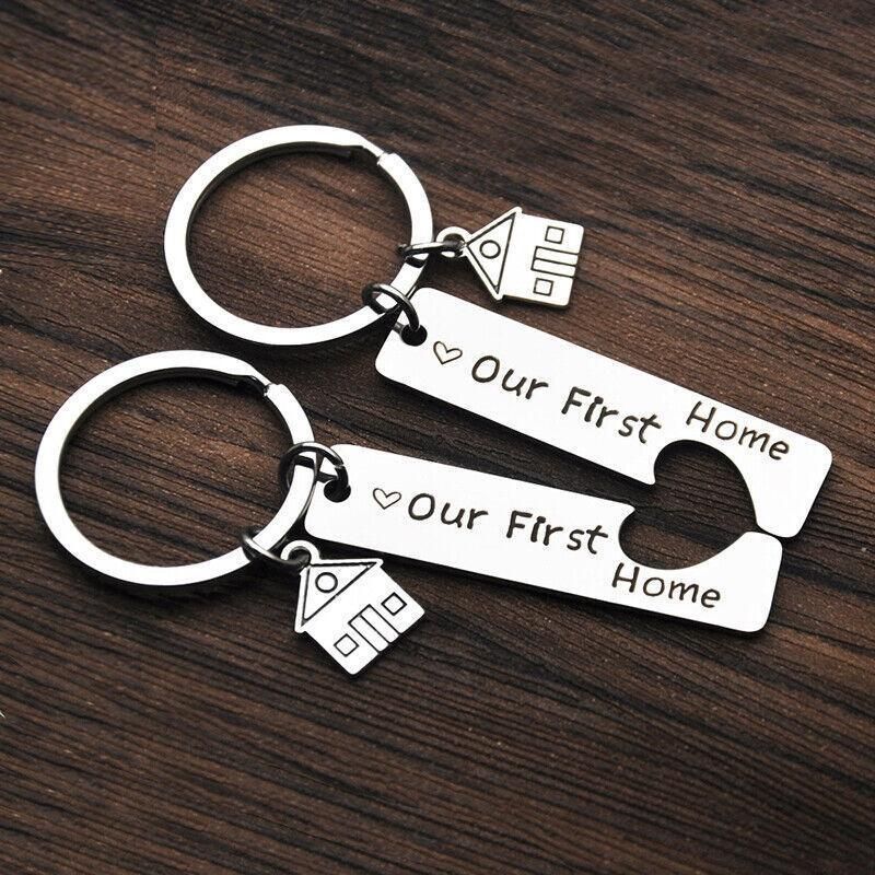 Our First Home Buyer Matching Set Couple House Key Holder Keyring Keychain Gift