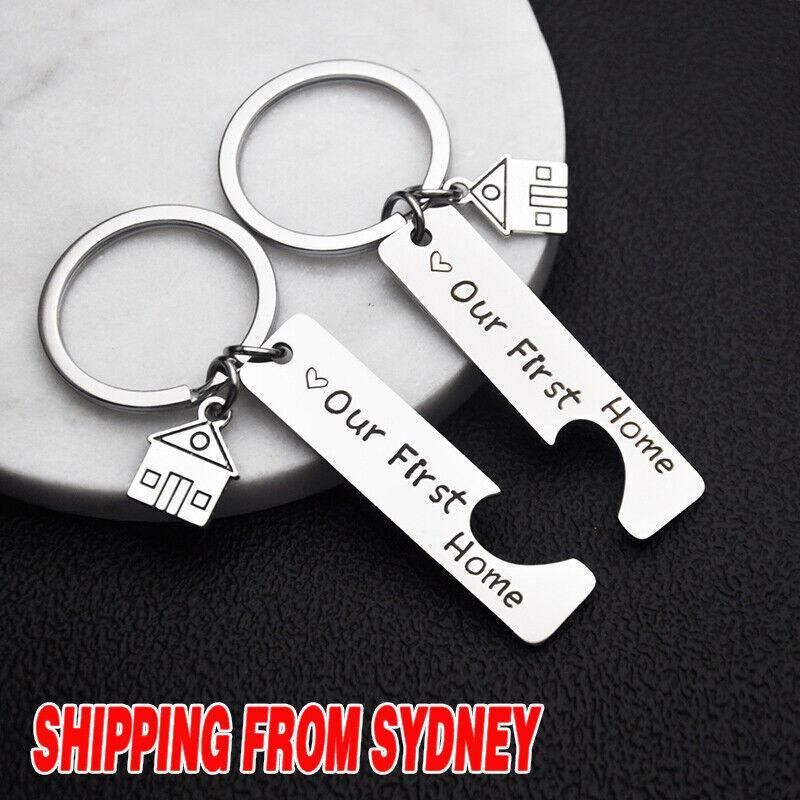 Our First Home Buyer Matching Set Couple House Key Holder Keyring Keychain Gift